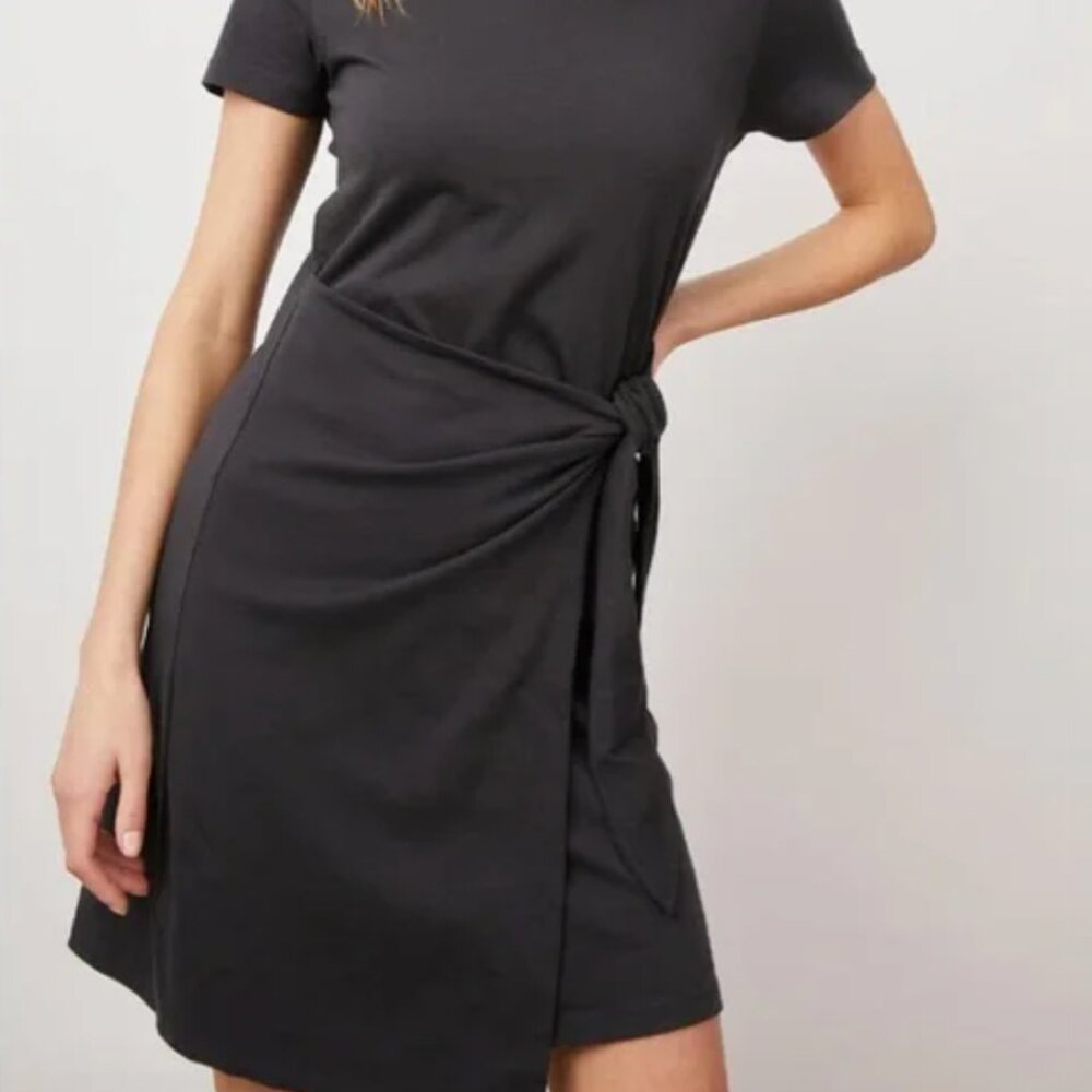 Rails Edie Mini Wrap Dress Black Size Large - Picture 2 of 4